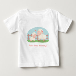 Niedliches kleines Lamm und Mama Baby T-shirt