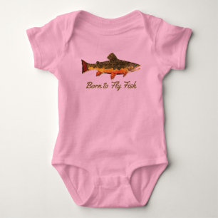 Niedliches kleines Mädchen "Geboren zum Fischen" Baby Strampler