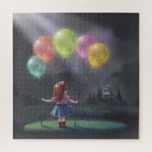 Niedliches kleines Mädchen mit Balloons Puzzle