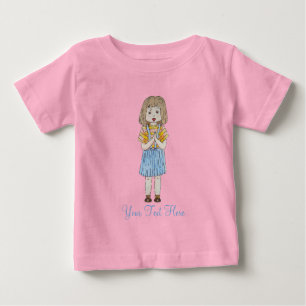 Niedliches kleines Mädchen mit braunem Haar beten Baby T-shirt