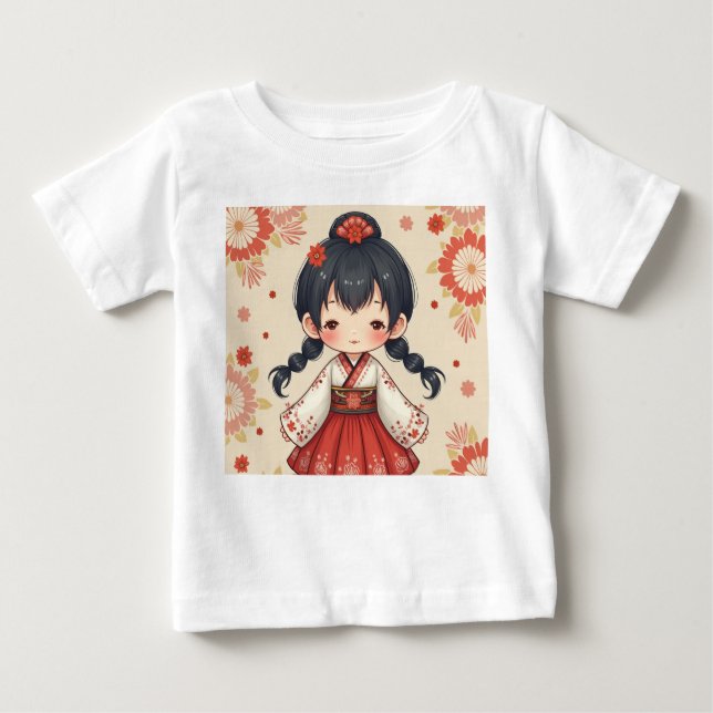 Niedliches kleines Mädchen mit traditioneller kore Baby T-shirt (Vorderseite)