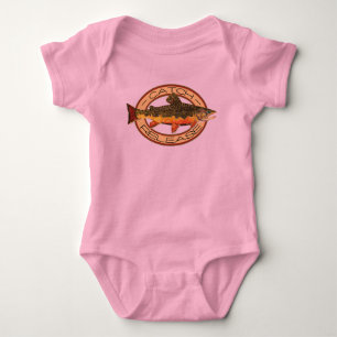 Niedliches kleines Mädchen rosa Bachforelle Fische Baby Strampler