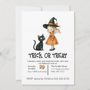 Niedliches kleines Mädchen und ihre Katze Einladung