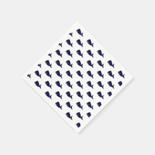 Niedliches kleines Marine-Blauwal-Muster auf Weiß Serviette
