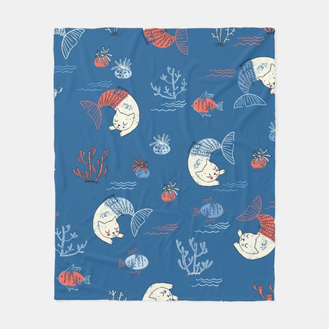 Niedliches, kleines Meerjungfraumuster. texturiert Fleecedecke (Vorderseite)