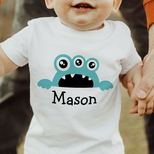 Niedliches Kleines Monster Baby Kind Personalisier Baby T-shirt (Von Creator hochgeladen)