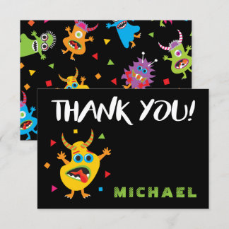 Niedliches kleines Monster Geburtstag Danke Einladung