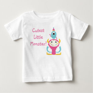 Niedliches kleines Monster Geburtstag Hut Pink Bla Baby T-shirt
