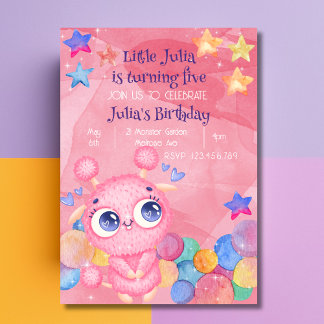 Niedliches Kleines Monster-Geburtstags Einladung