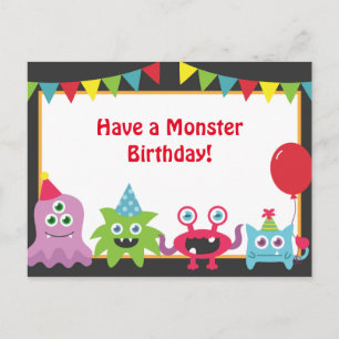 Niedliches Kleines Monster Happy Birthday Postkarte