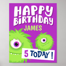 Niedliches Kleines Monster Lila Poster