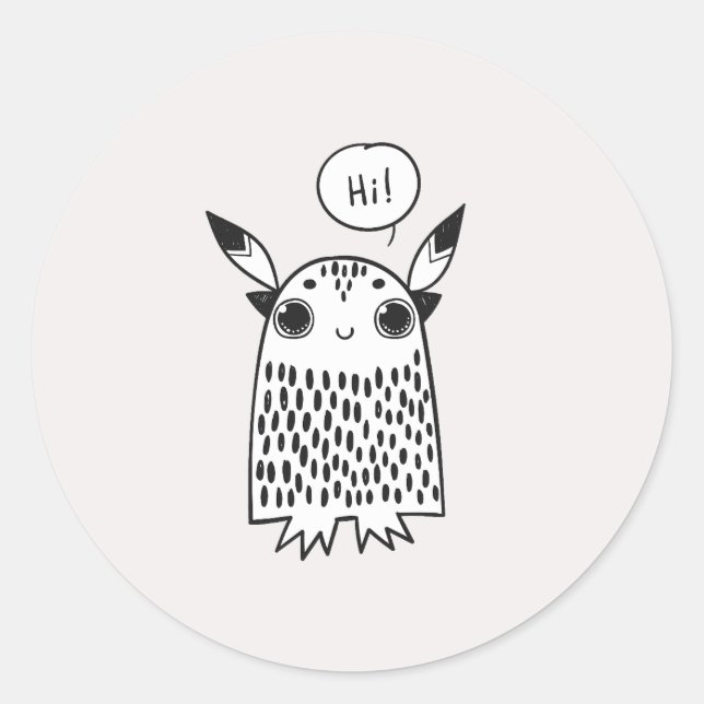 Niedliches kleines Monster Runder Aufkleber (Vorderseite)