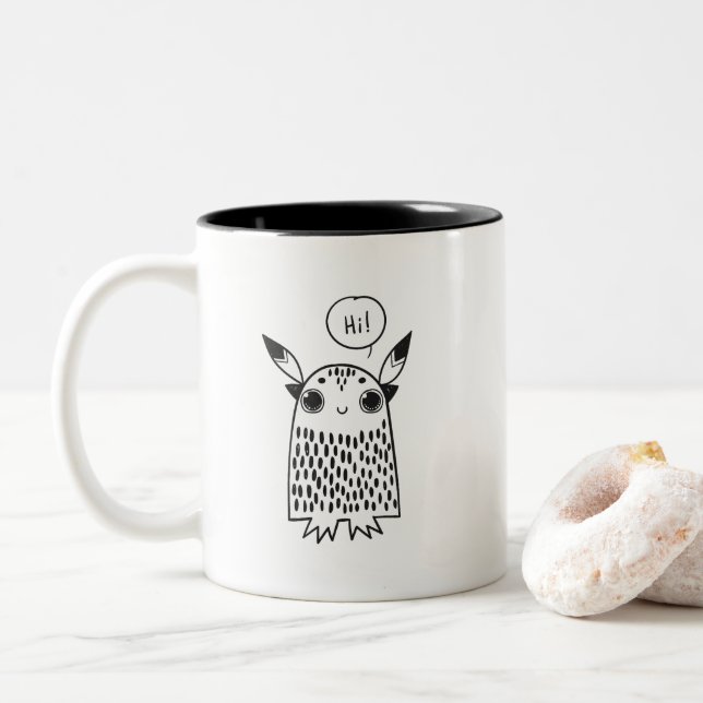 Niedliches kleines Monster Zweifarbige Tasse (Mit Donut)