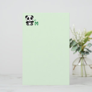 Niedliches kleines Panda mit einem Bambusmonogramm Briefpapier