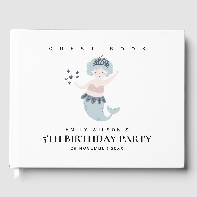NIEDLICHES KLEINES PINK BLUE MERMAID KINDERGEBURTS GÄSTEBUCH (Vorderseite)