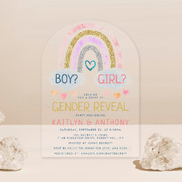 Niedliches kleines Rainbow-Gender-Party Acryleinladungen