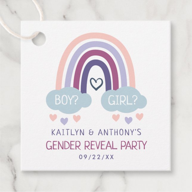 Niedliches kleines Rainbow-Gender-Party Geschenkanhänger (Vorderseite)