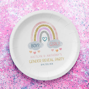 Niedliches kleines Rainbow-Gender-Party Pappteller