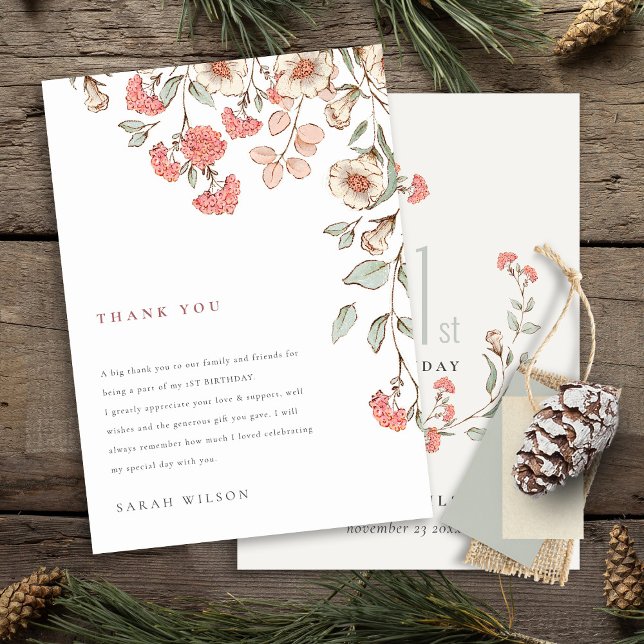 Niedliches kleines Rosa Blume Wreath Baby Girl Geb Dankeskarte (Von Creator hochgeladen)