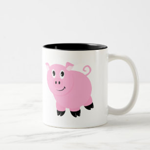 Niedliches kleines rosa Piggy niedliches Schwein Zweifarbige Tasse