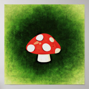 Niedliches kleines Rotes Pilz Poster