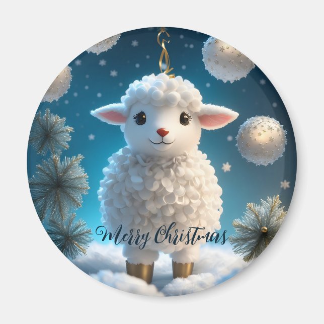 Niedliches kleines SchafLamm religiöse Weihnachten Magnet (Vorne)