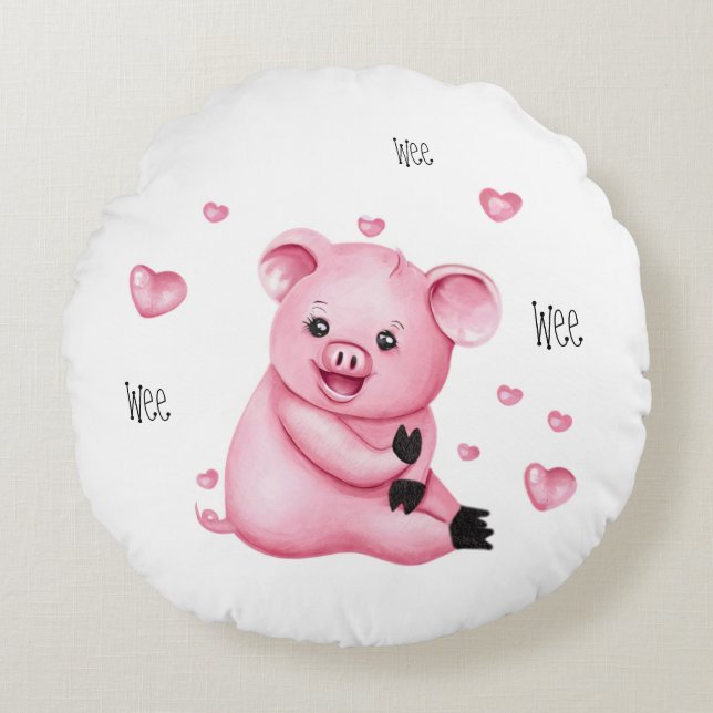 Niedliches kleines Schwein Rundes Kissen (Vorderseite)