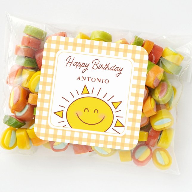 Niedliches Kleines Sonnenlicht Kinder Happy Birthd Quadratischer Aufkleber (Von Creator hochgeladen)