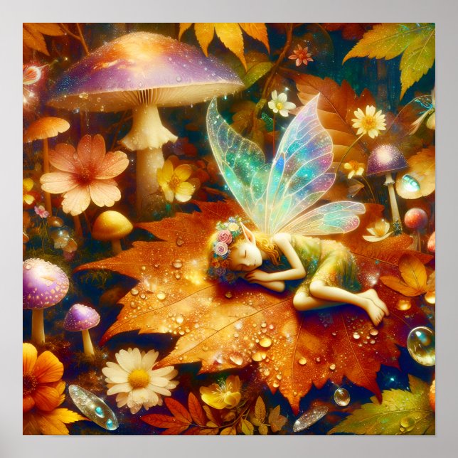 Niedliches kleines Whimsical Fairy Schlafen Poster (Vorne)