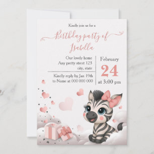 Niedliches kleines Zebrababy Geburtstag Einladung