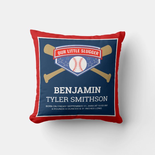 Niedliches Kleingeschirr Baseball Baby Geburtsstun Kissen (Vorderseite)