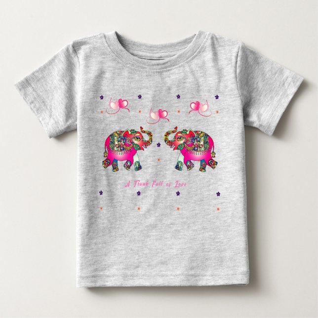 Niedliches Kleinkind Künstlerisch Elefant Baby T-shirt (Vorderseite)