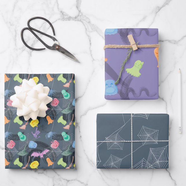 Niedliches knetisches Halloweenmuster Geschenkpapier Set (Vorderseite)