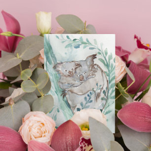 Niedliches Koala & Baby Watercolor Neutrales Kinde Postkarte