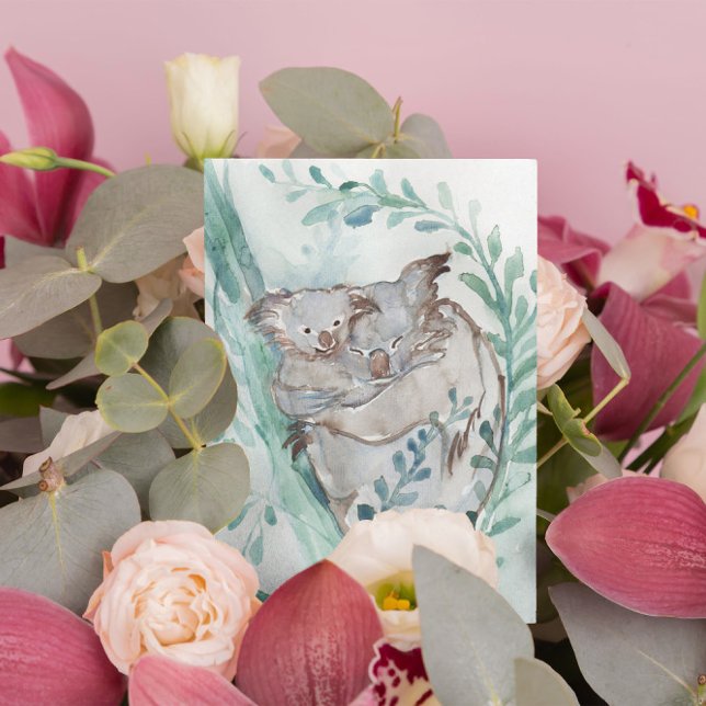 Niedliches Koala & Baby Watercolor Neutrales Kinde Postkarte (Von Creator hochgeladen)