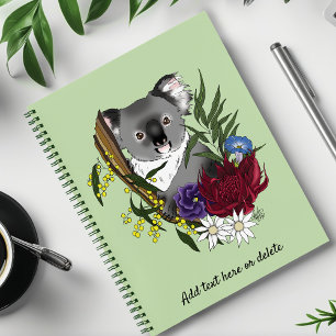 Niedliches Koala-Bär Grün Australische Tierwelt Fl Notizbuch