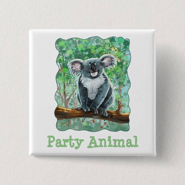 Niedliches Koala Bear Party Center Button (Vorderseite)