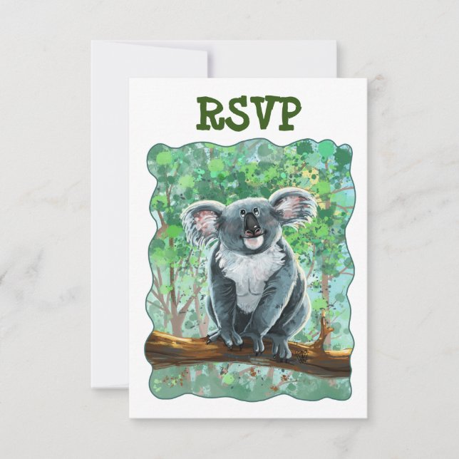 Niedliches Koala Bear Party Center RSVP Karte (Vorderseite)