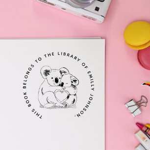 Niedliches Koala Bear Simple Modern Library Book Gummistempel