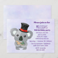 Niedliches Koala bei einer Black Top Hat Geburtsta