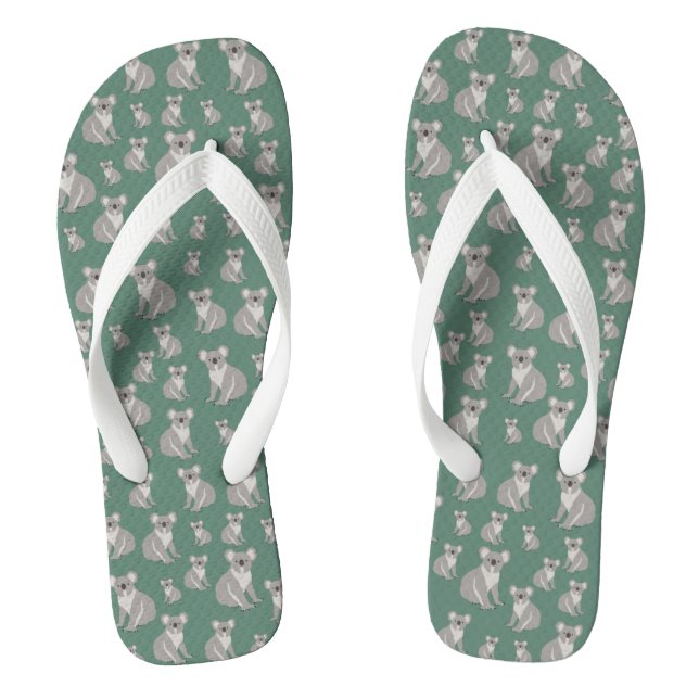 Niedliches Koala Eukalyptus Grünes Muster Flip Flops (Fußbett)