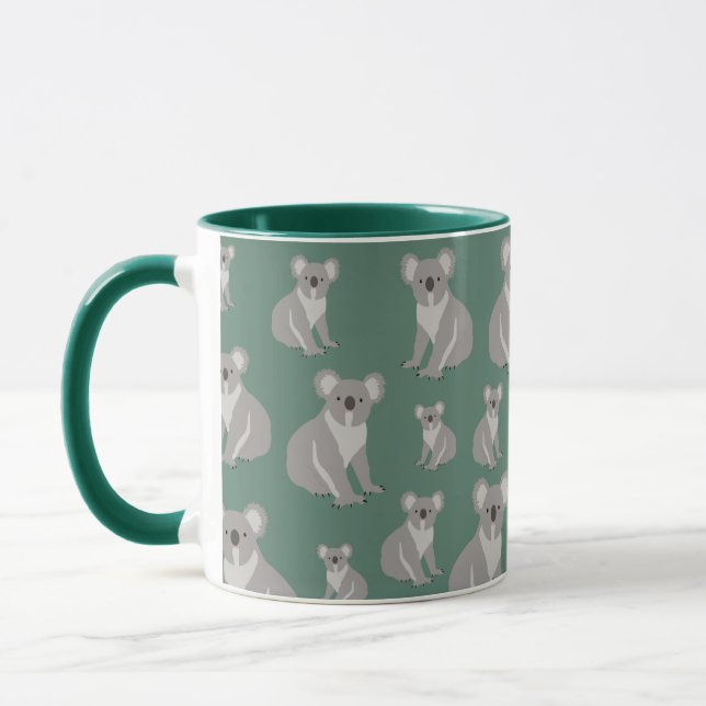 Niedliches Koala Eukalyptus Grünes Muster Tasse (Links)