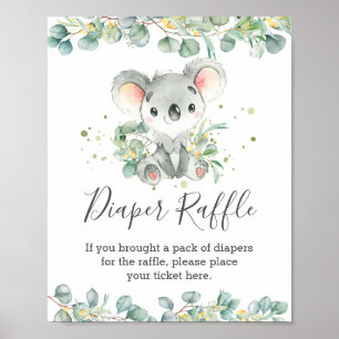Niedliches Koala Greenery Baby Dusche Windschutzsc Poster