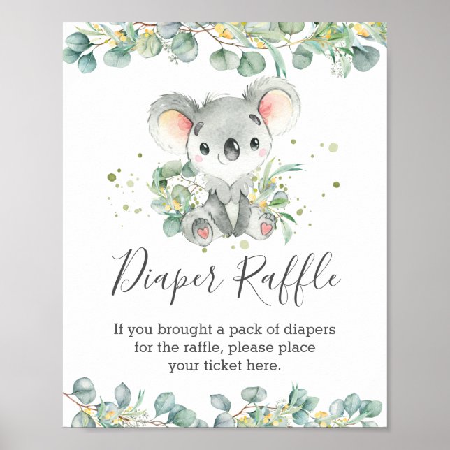 Niedliches Koala Greenery Baby Dusche Windschutzsc Poster (Vorne)