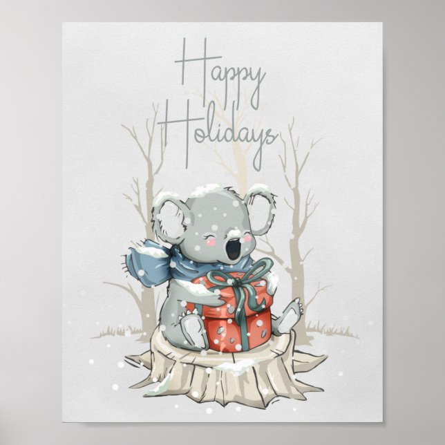 Niedliches Koala Happy Holidays Poster Paper (Vorne)