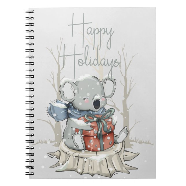 Niedliches Koala Happy Holidays Weihnachtsbuch Notizblock (Vorderseite)