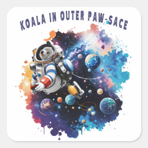 Niedliches Koala im Outer Paw-Sace, Koala Astronau Quadratischer Aufkleber