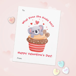 Niedliches Koala in Cupcake Custom Kids Valentinst Feiertagskarte