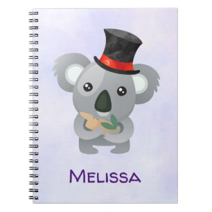 Niedliches Koala in einem Black Top Hat Custom Notizblock