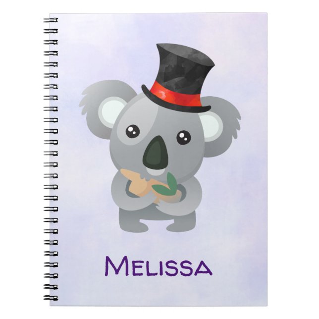 Niedliches Koala in einem Black Top Hat Custom Notizblock (Vorderseite)